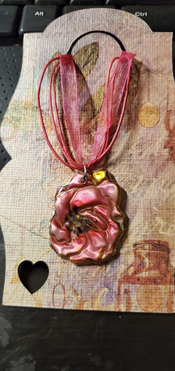 1.2 in. 3d pink rose pendant