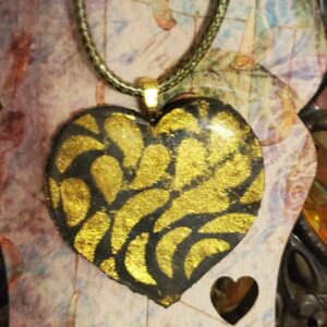 Large grey heart with gold accents